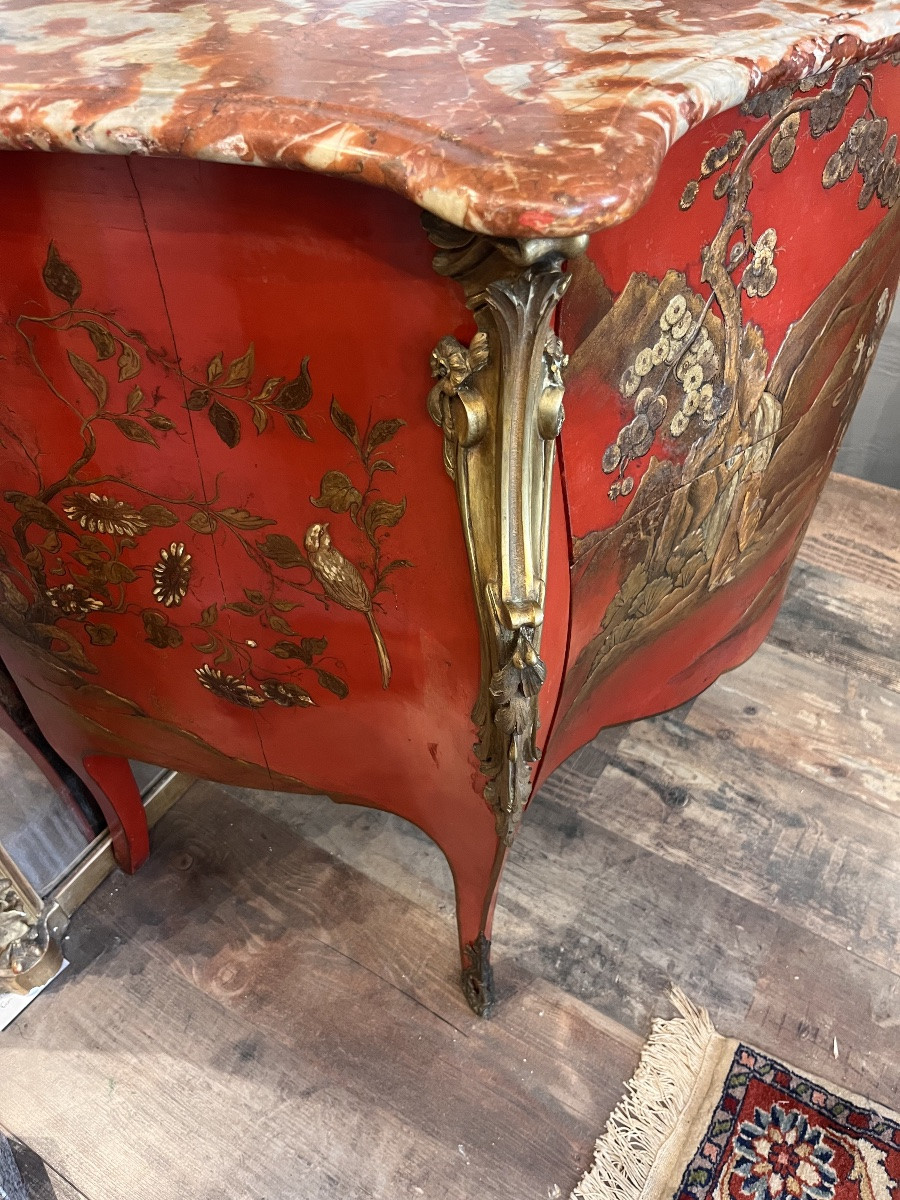 Louis XV Style Chest Of Drawers In Chinese Lacquer -photo-3