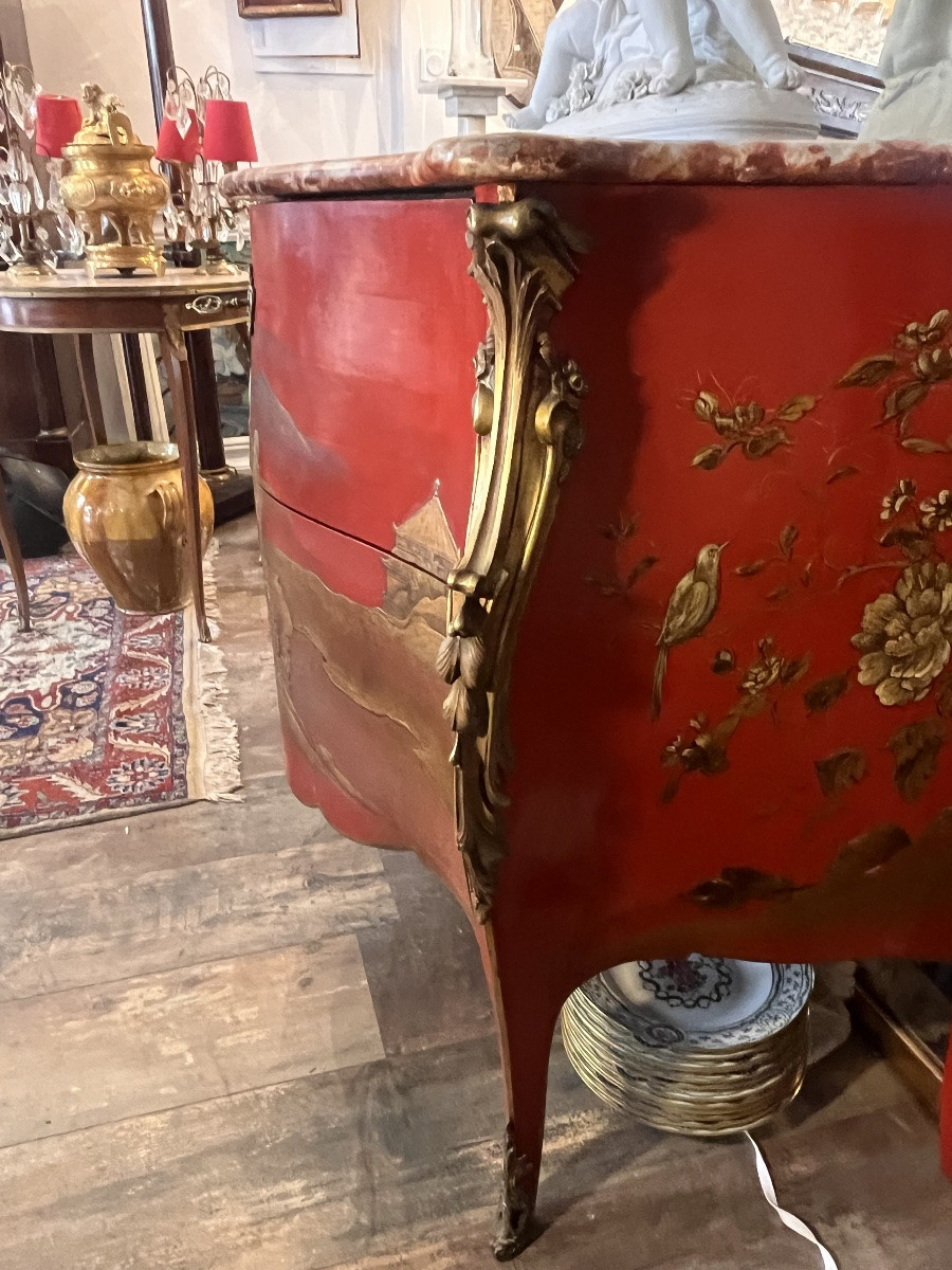 Louis XV Style Chest Of Drawers In Chinese Lacquer -photo-1
