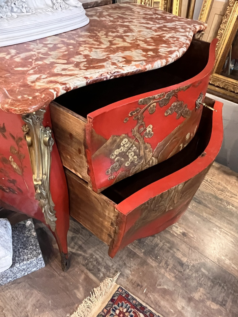 Louis XV Style Chest Of Drawers In Chinese Lacquer -photo-8