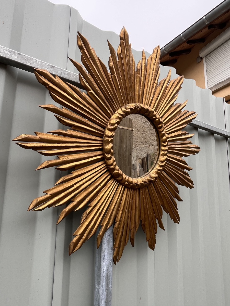 Sun Mirror In Gilded Wood -photo-2