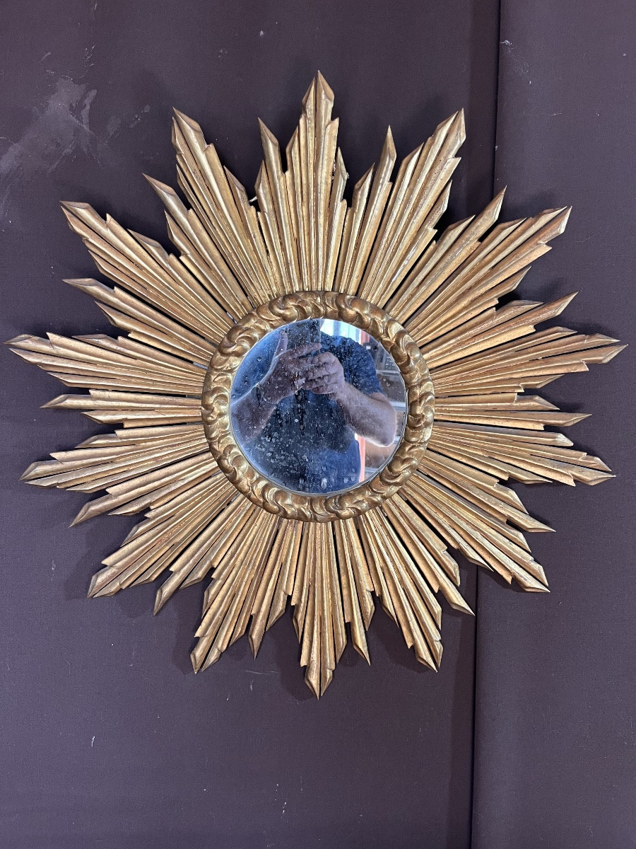 Sun Mirror In Gilded Wood 
