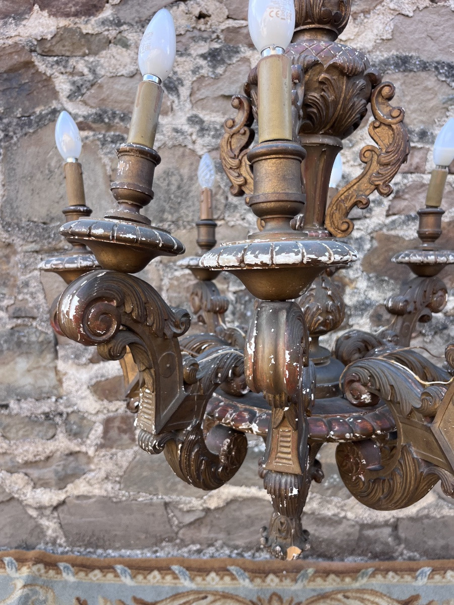 Large Eight-light Giltwood Chandelier -photo-1