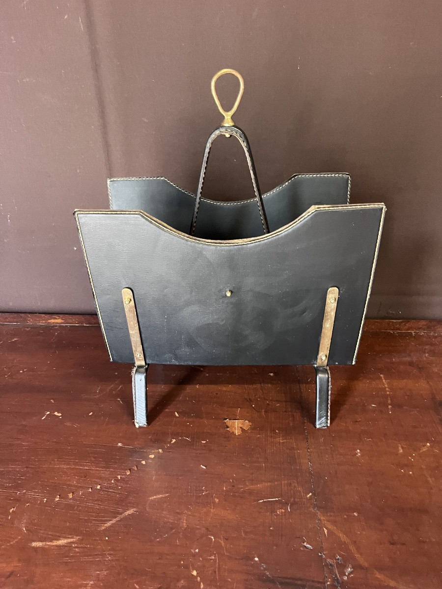 Porte revue en cuir cousu de Jacques adnet -photo-1