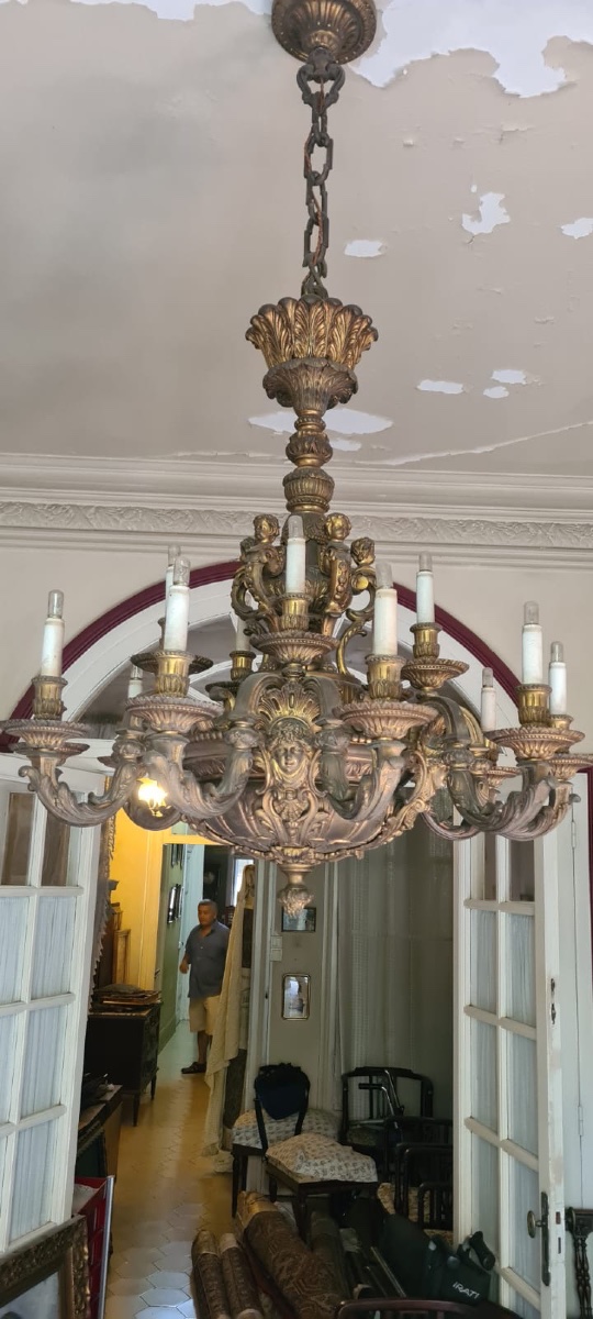 Important 19th Century Bronze Chandelier -photo-4