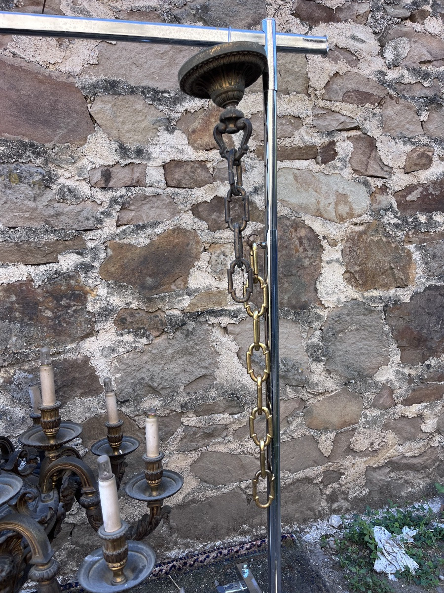 Important 19th Century Bronze Chandelier -photo-6