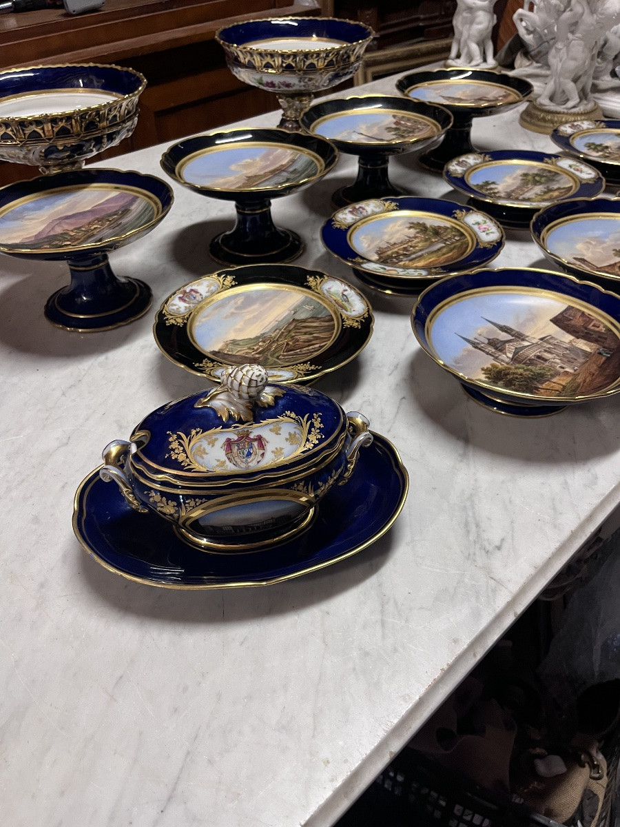 Lahoche Pannier Porcelain Dinnerware Set With View Decoration Including 53 Pieces -photo-6