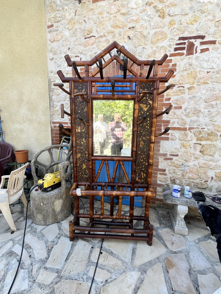 Bamboo Coat Rack In The Style Of Perret & Vibert -photo-5