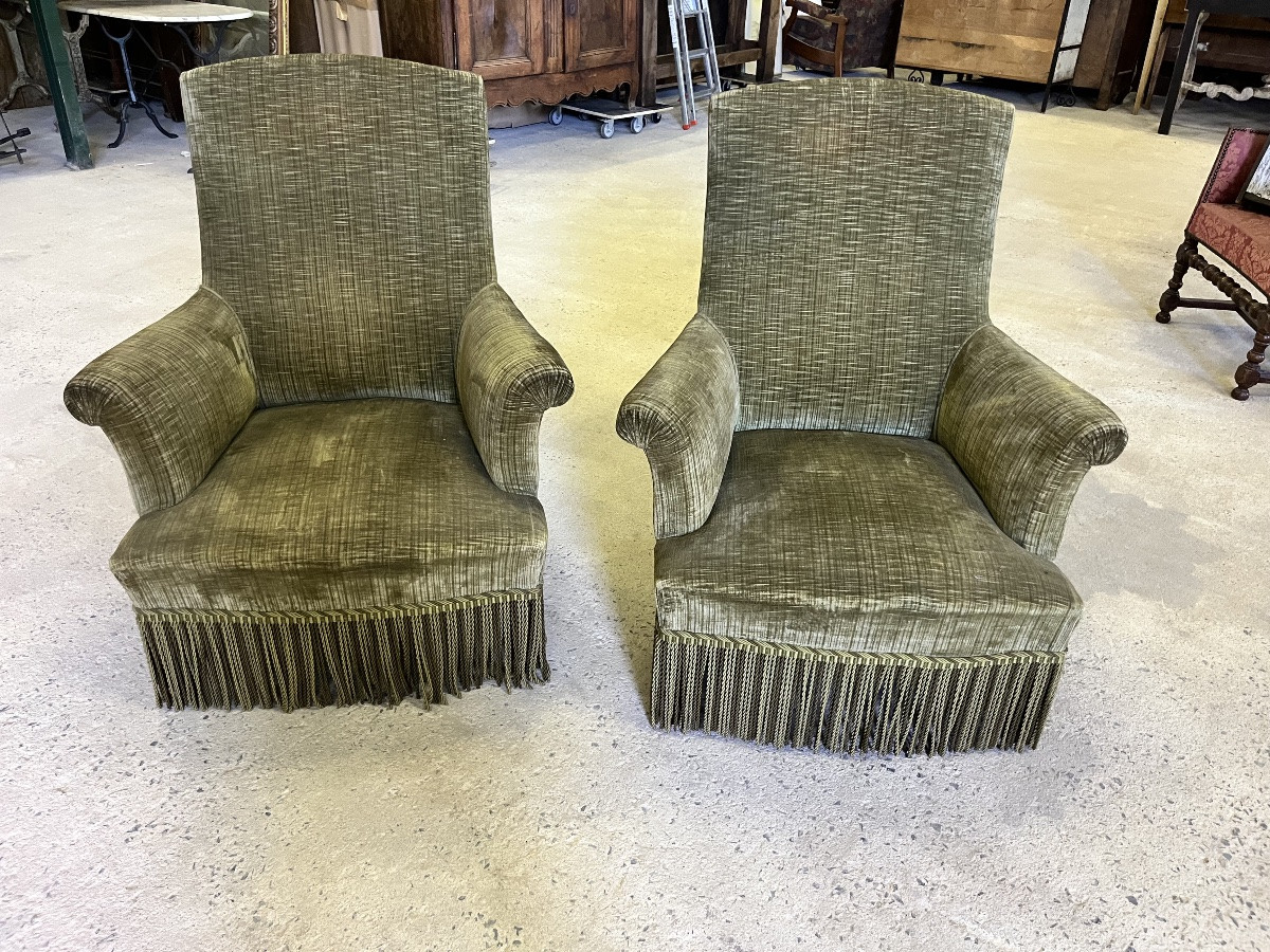 Paire de fauteuils crapauds Napoléon III -photo-2