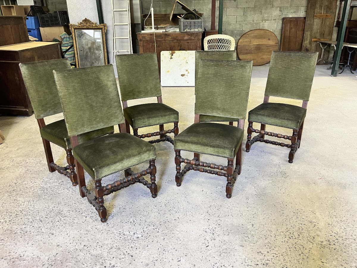 Six Louis XIII Style Chairs 