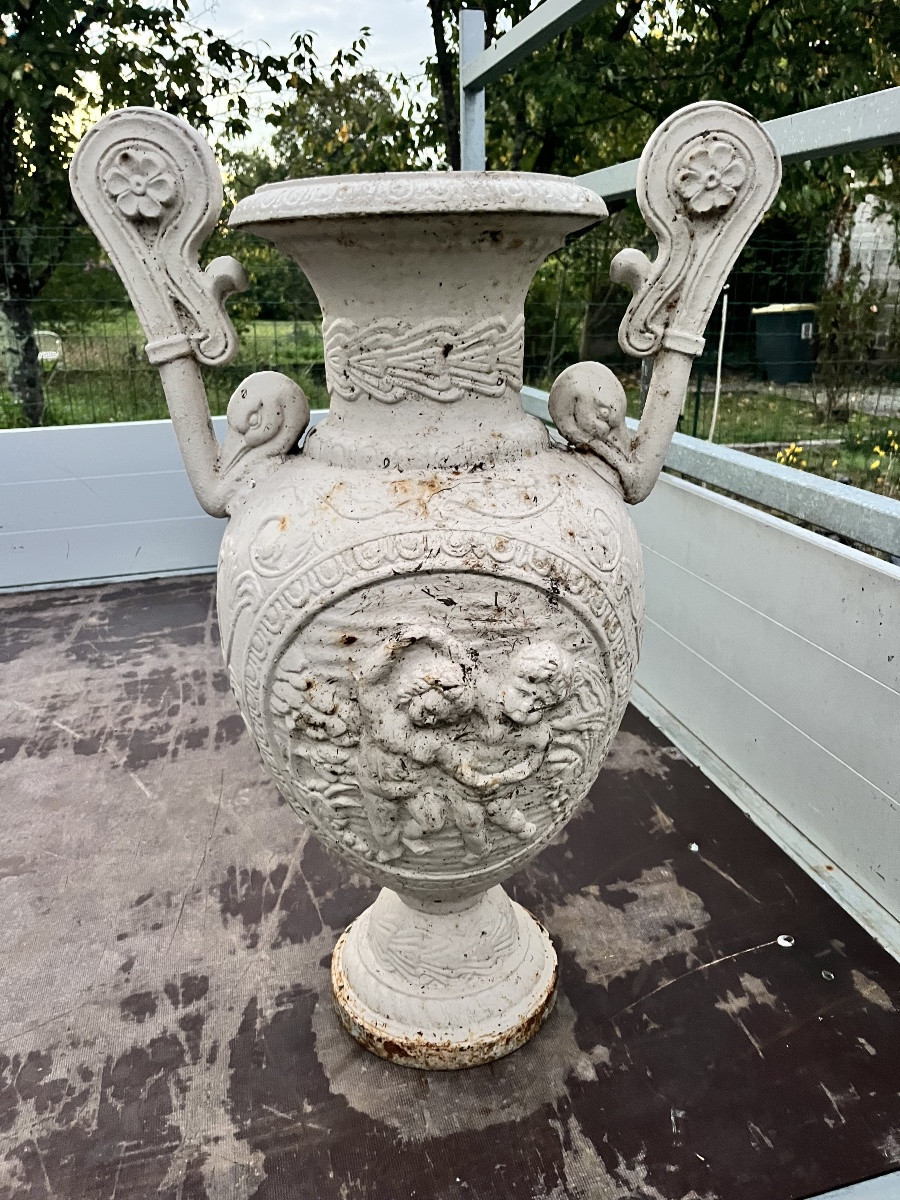 Vase en fonte XIXe -photo-3