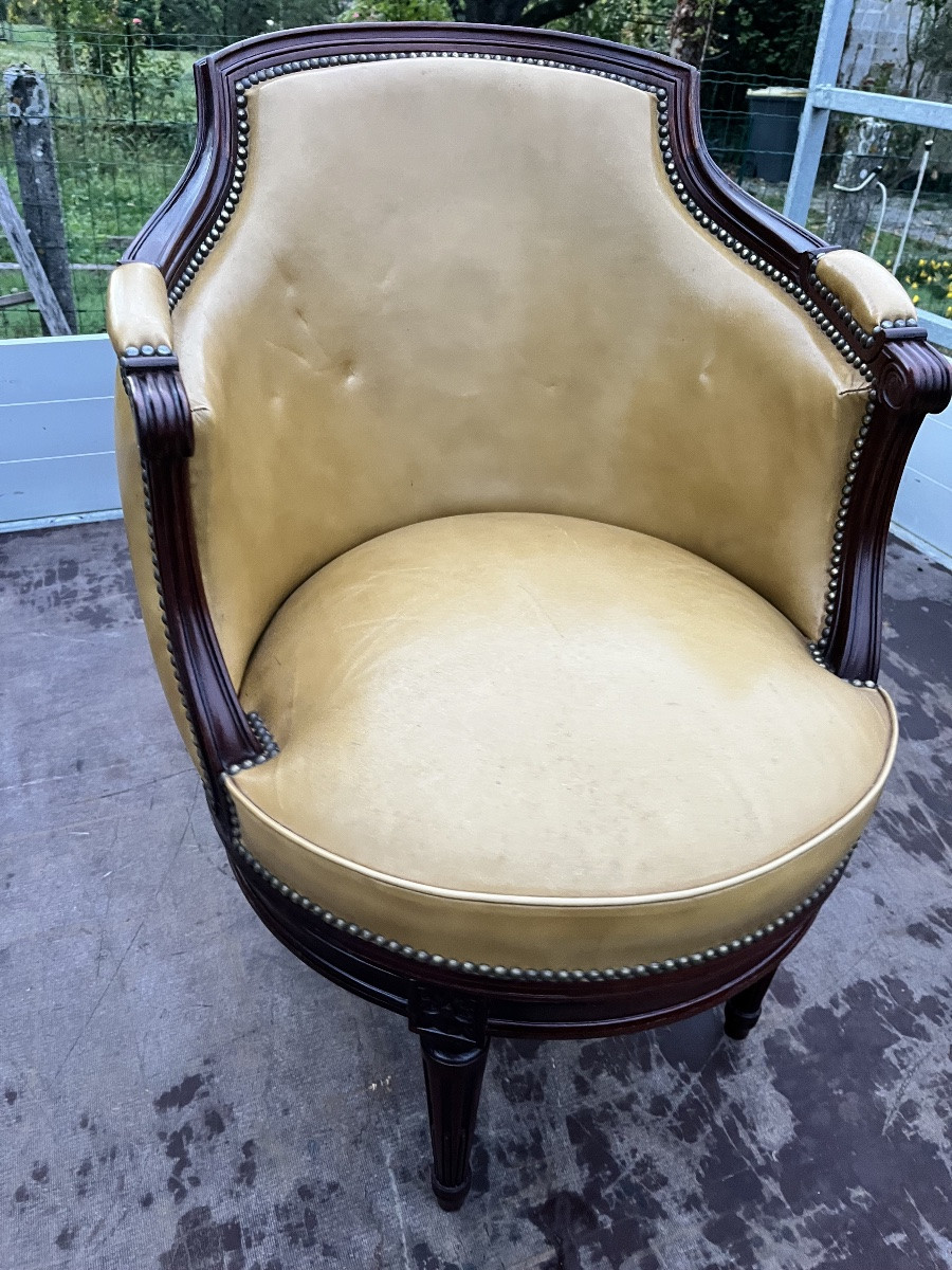 Fauteuil de bureau tournant de style Louis XVI -photo-2