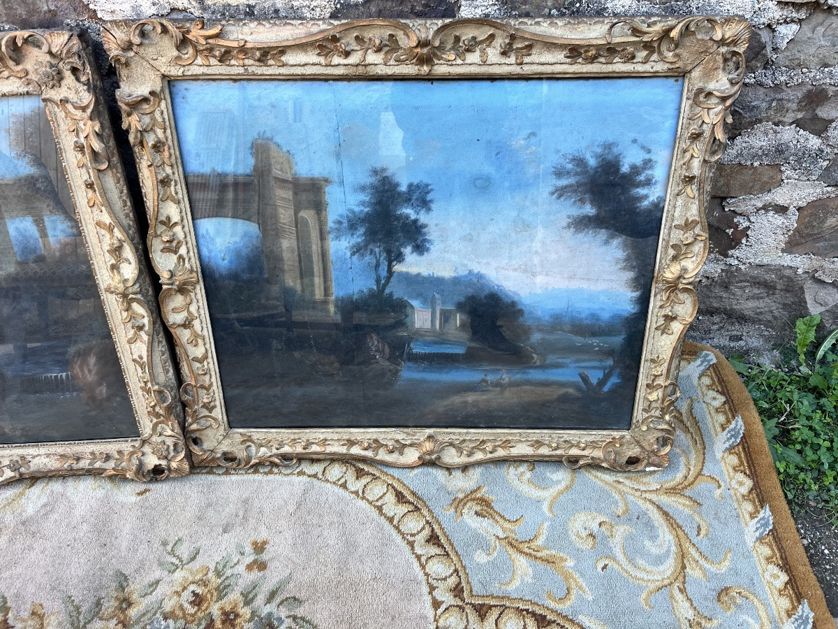 Pair Of 18th Century Gouaches With Ruins -photo-2
