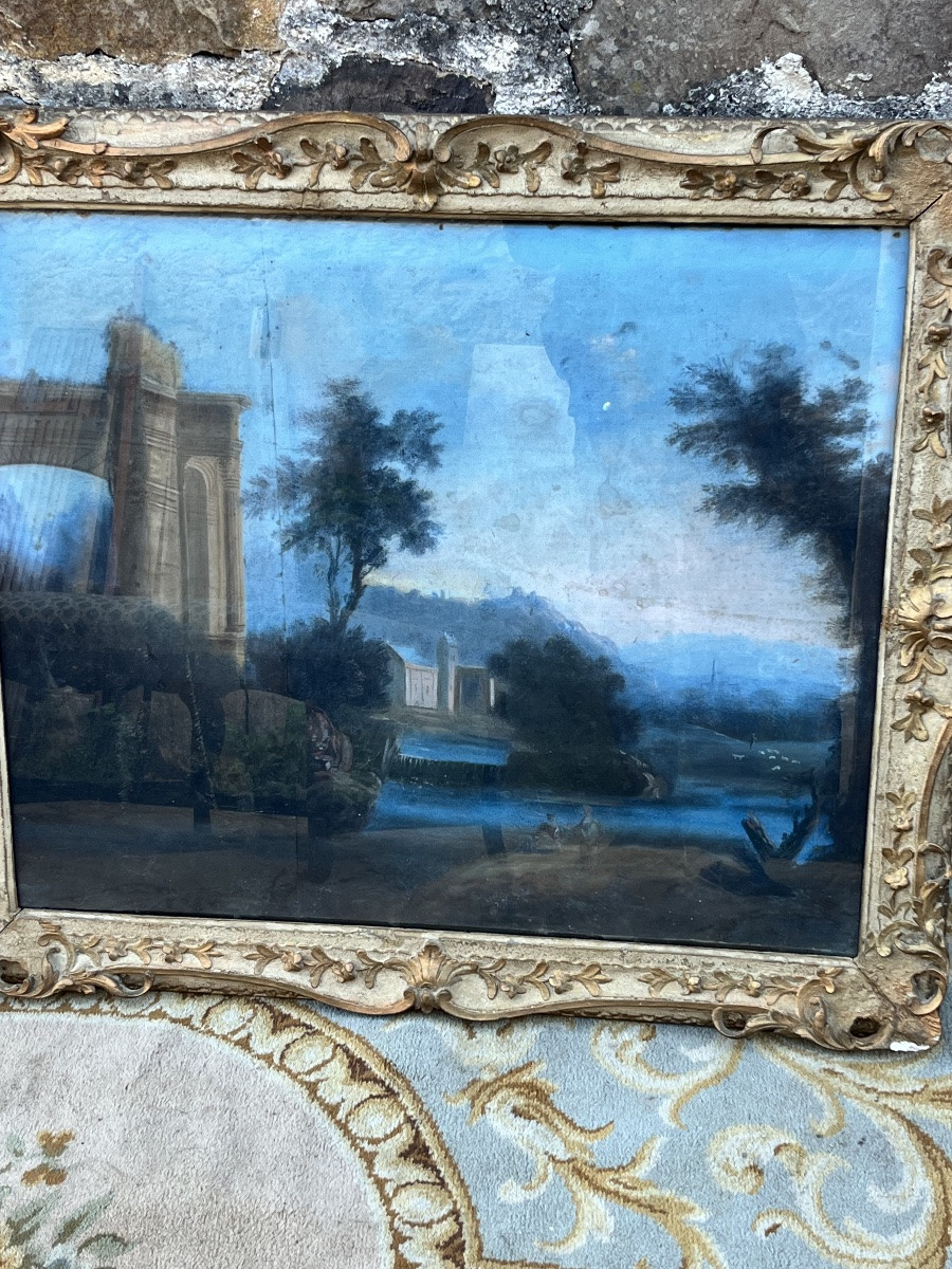 Pair Of 18th Century Gouaches With Ruins -photo-4