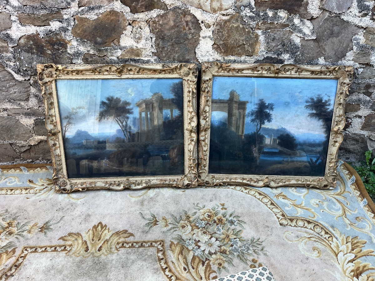Pair Of 18th Century Gouaches With Ruins 
