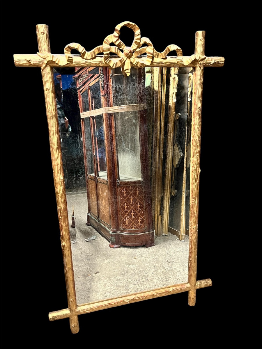 Miroir bois doré faux bois 