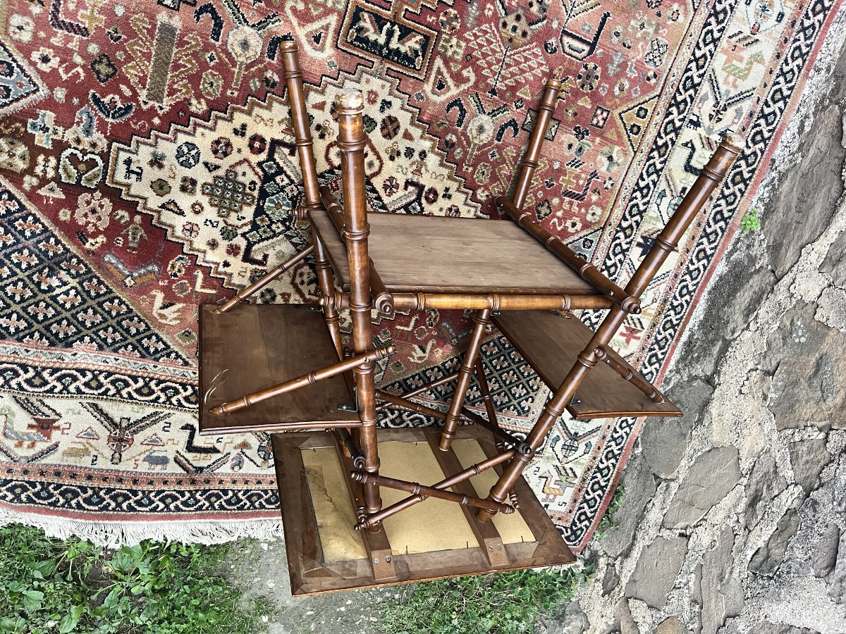 Table desserte en bois imitation bambou -photo-2