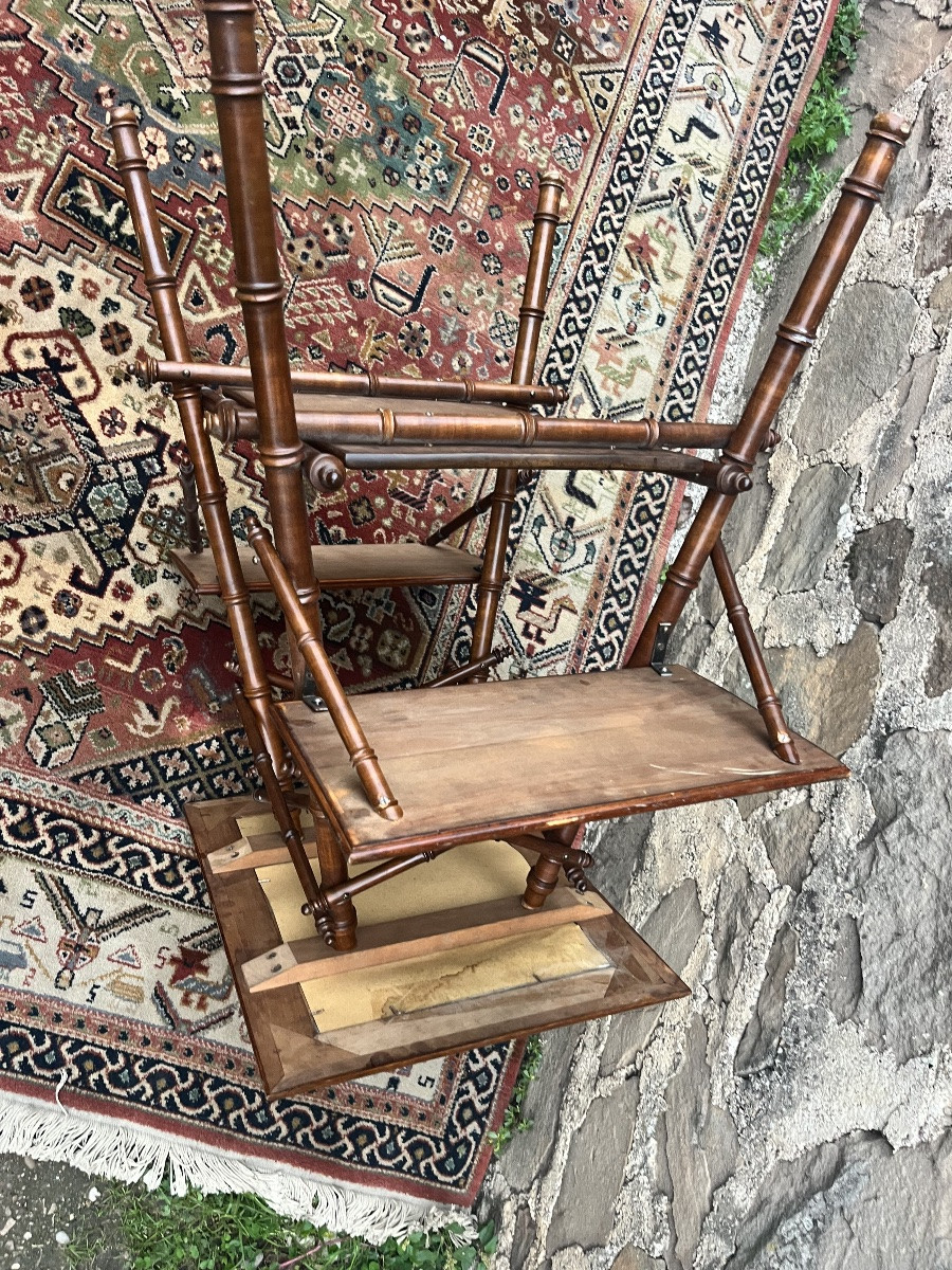 Table desserte en bois imitation bambou -photo-4