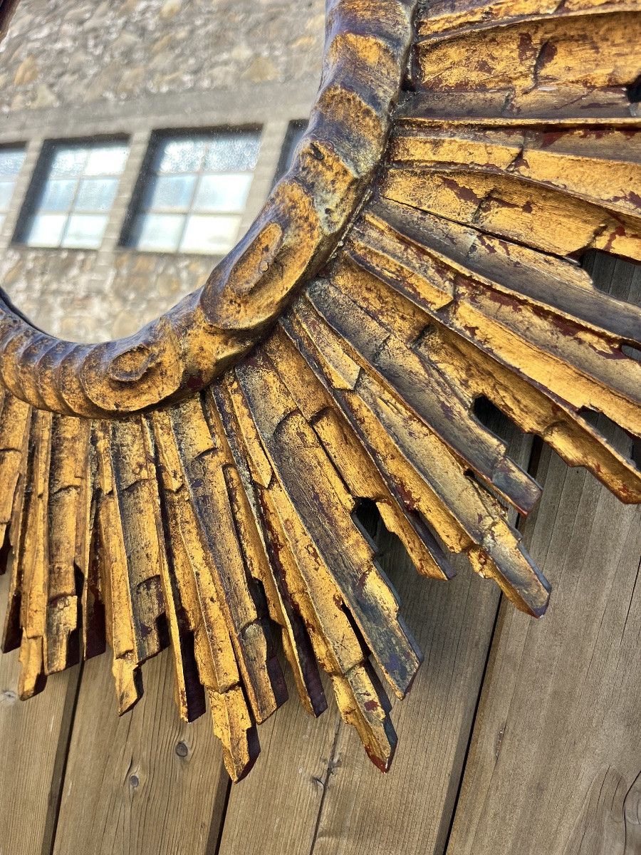 Sun Mirror In Gilded Wood, Diameter 63 Cm -photo-3