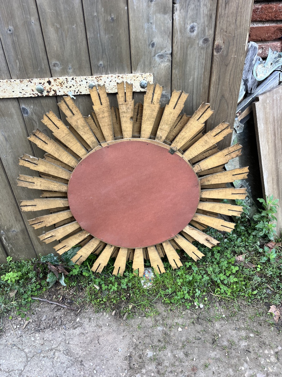 Miroir soleil bois doré -photo-1
