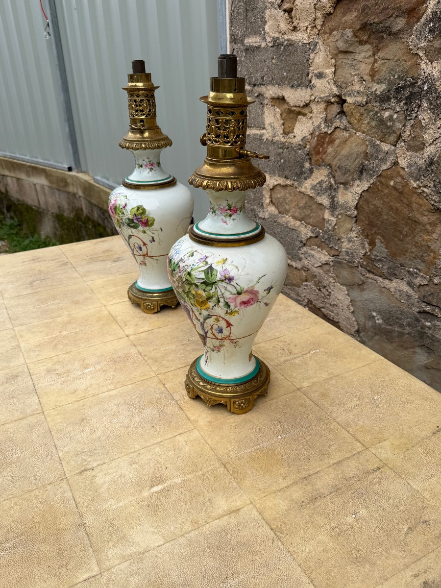 Pair Of Porcelain Oil Lamps -photo-4