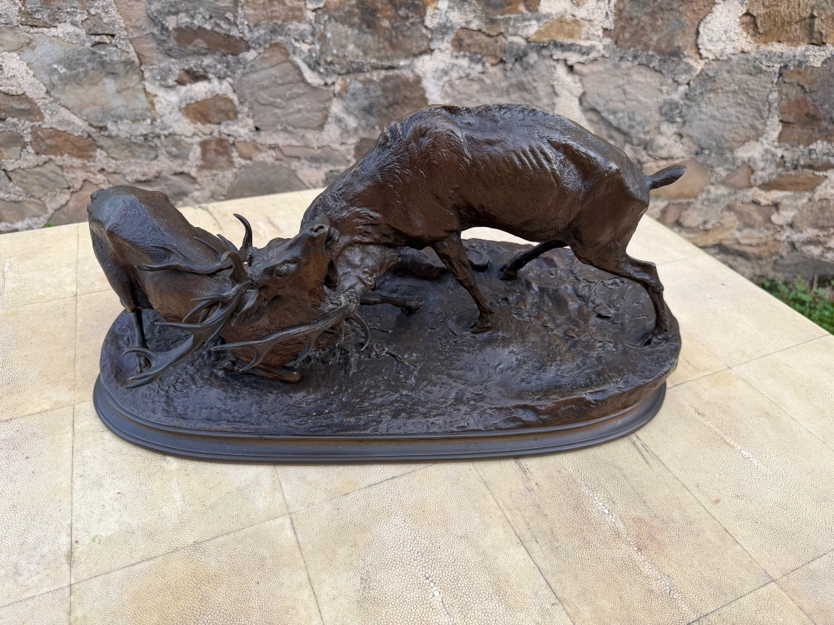 P J Mène. Combat de cerfs 