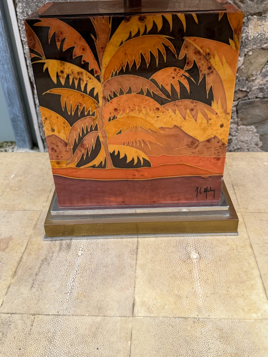 Ensemble de Jean Claude Mahey miroir et paires de lampes -photo-3