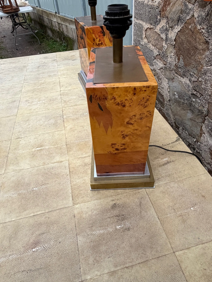 Ensemble de Jean Claude Mahey miroir et paires de lampes -photo-2