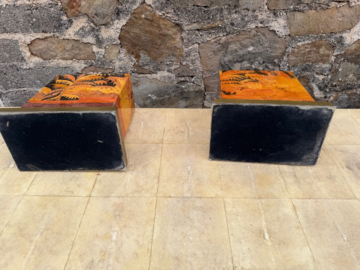 Ensemble de Jean Claude Mahey miroir et paires de lampes -photo-4