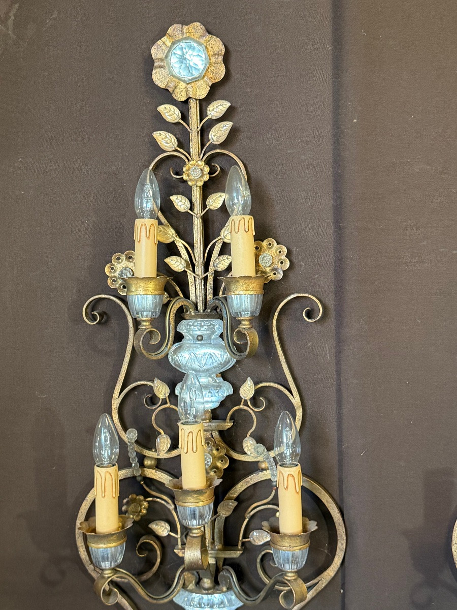 Importante paire d’appliques de la maison bagués (102cm)-photo-2