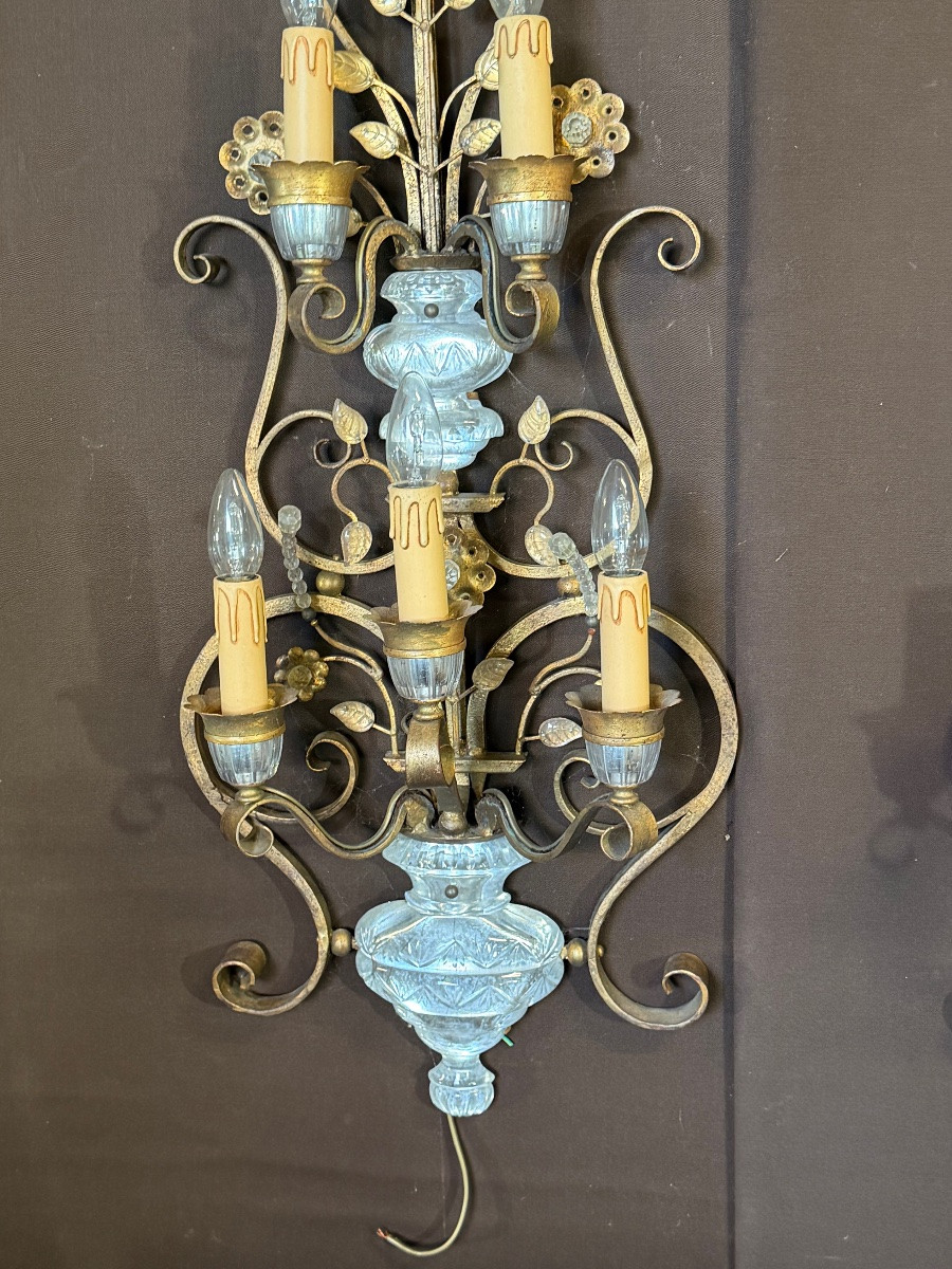 Importante paire d’appliques de la maison bagués (102cm)-photo-3