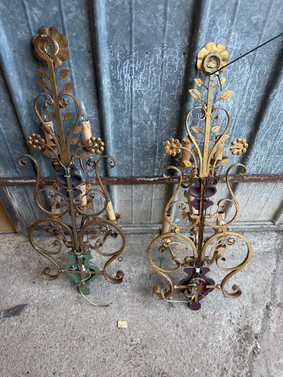Importante paire d’appliques de la maison bagués (102cm)-photo-7