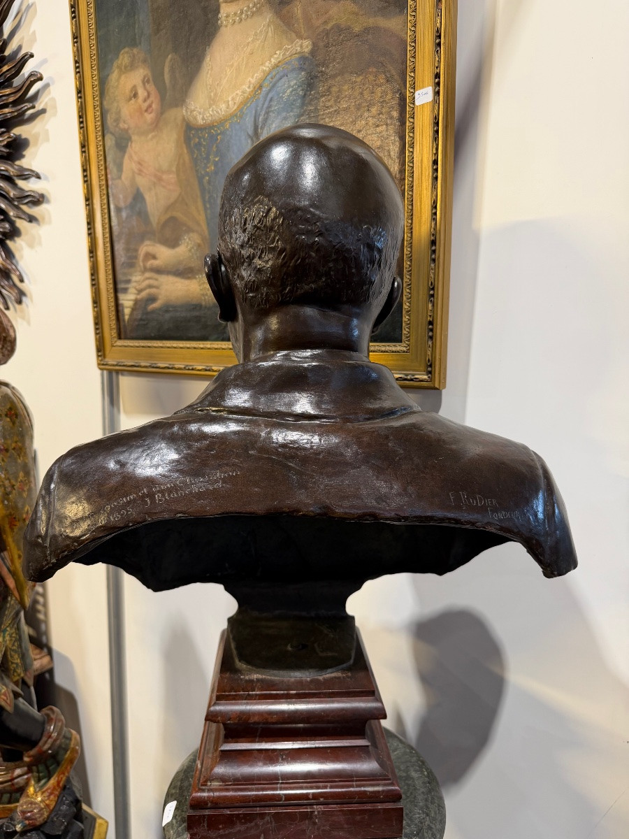 Important Bronze Bust Of Jules Blanchard (1832-1916)-photo-4