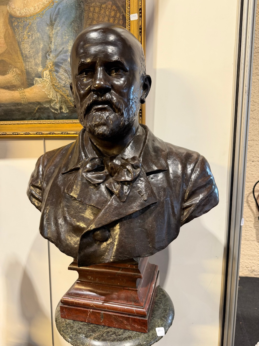 Important Bronze Bust Of Jules Blanchard (1832-1916)-photo-3