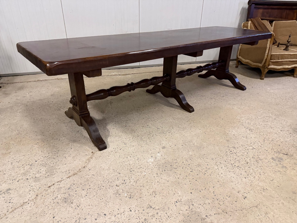 Importante table de salle à manger XIXe plateau de huit centimètres -photo-3