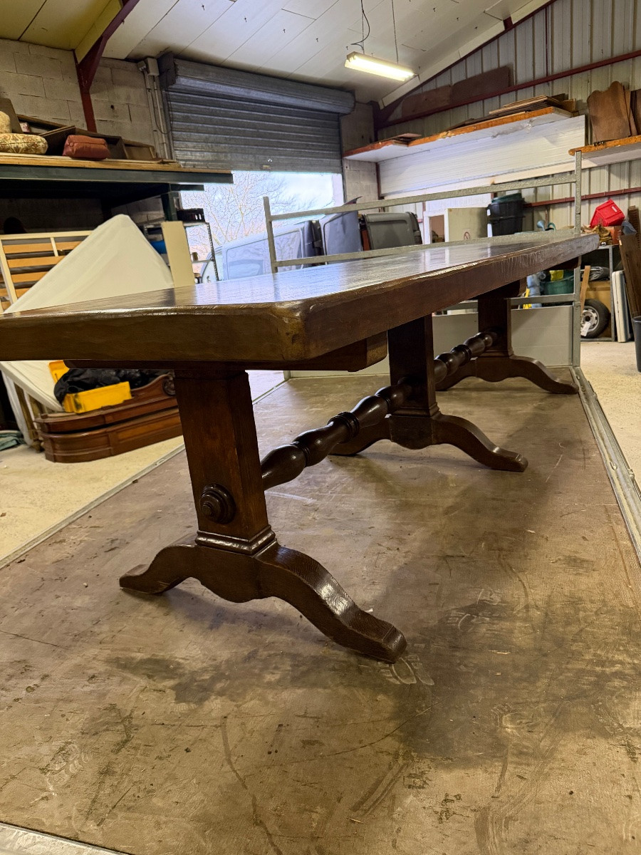 Importante table de salle à manger XIXe plateau de huit centimètres -photo-1