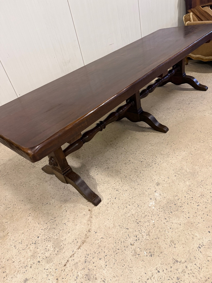 Importante table de salle à manger XIXe plateau de huit centimètres -photo-4