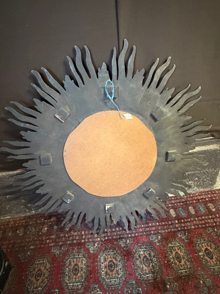 Important miroir soleil en bois sculpté 120cm-photo-3