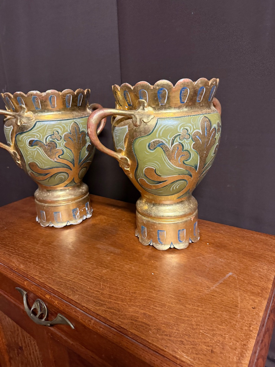 Pair Of Gilded Wooden Planters -photo-3