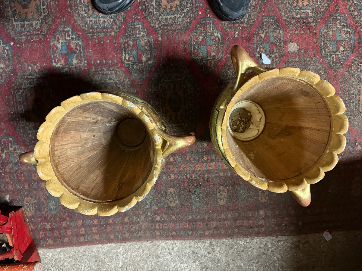 Pair Of Gilded Wooden Planters -photo-4
