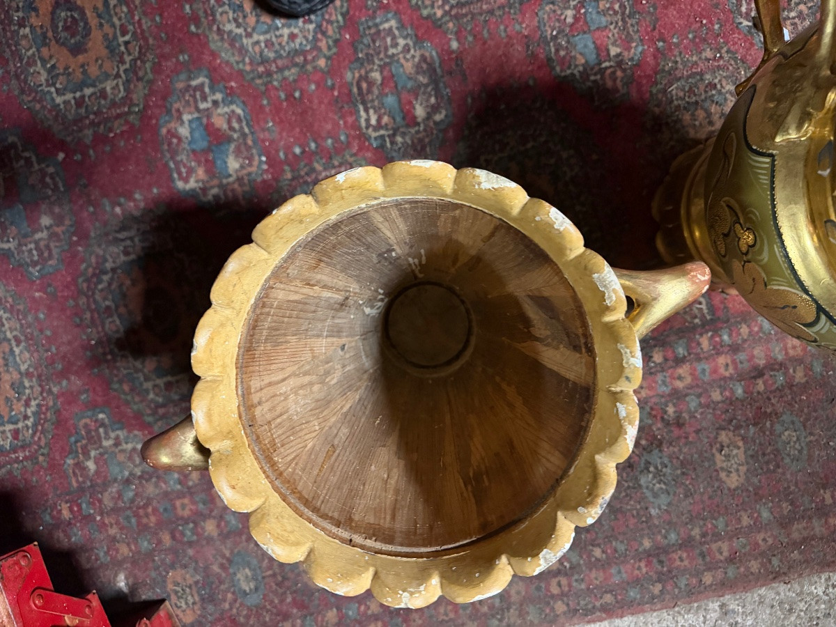 Pair Of Gilded Wooden Planters -photo-1