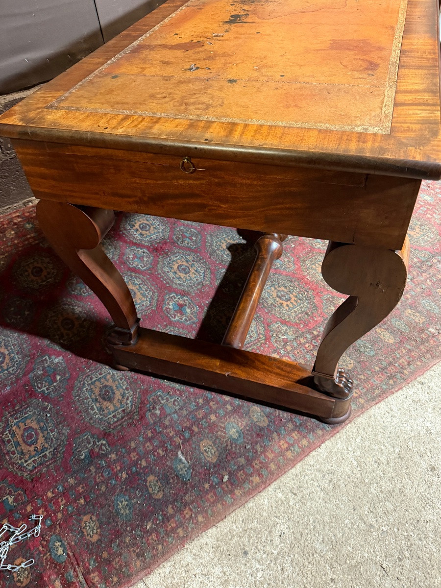 Bureau plat en acajou flammé début XIXe -photo-6