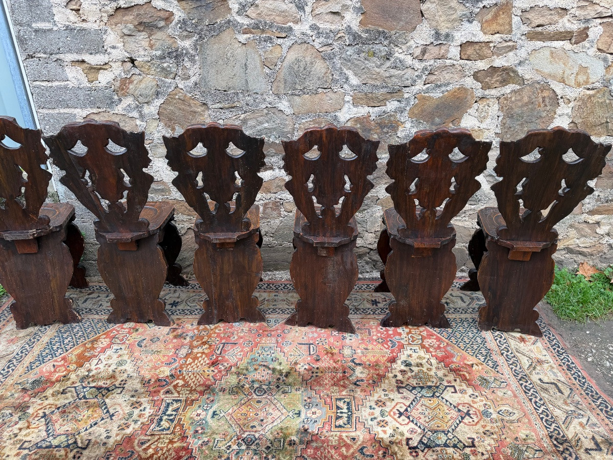 Série de six chaises renaissance italienne -photo-3