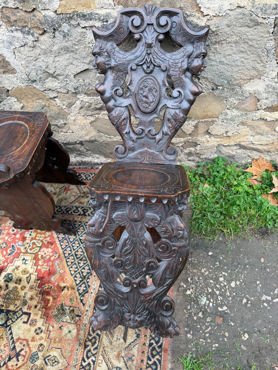 Série de six chaises renaissance italienne -photo-4