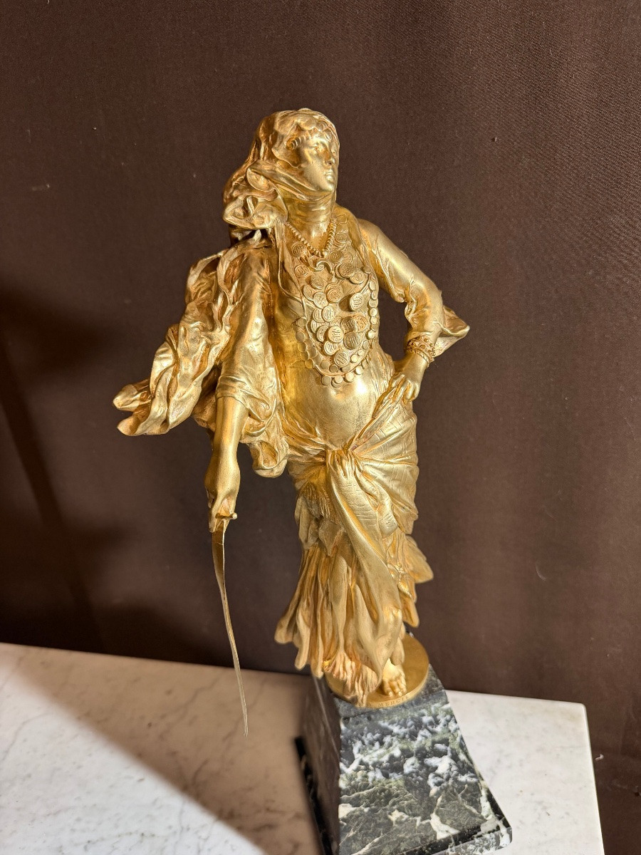 Antonin Mercié (1845-1916) Orientalist Bronze, Art Nouveau -photo-4