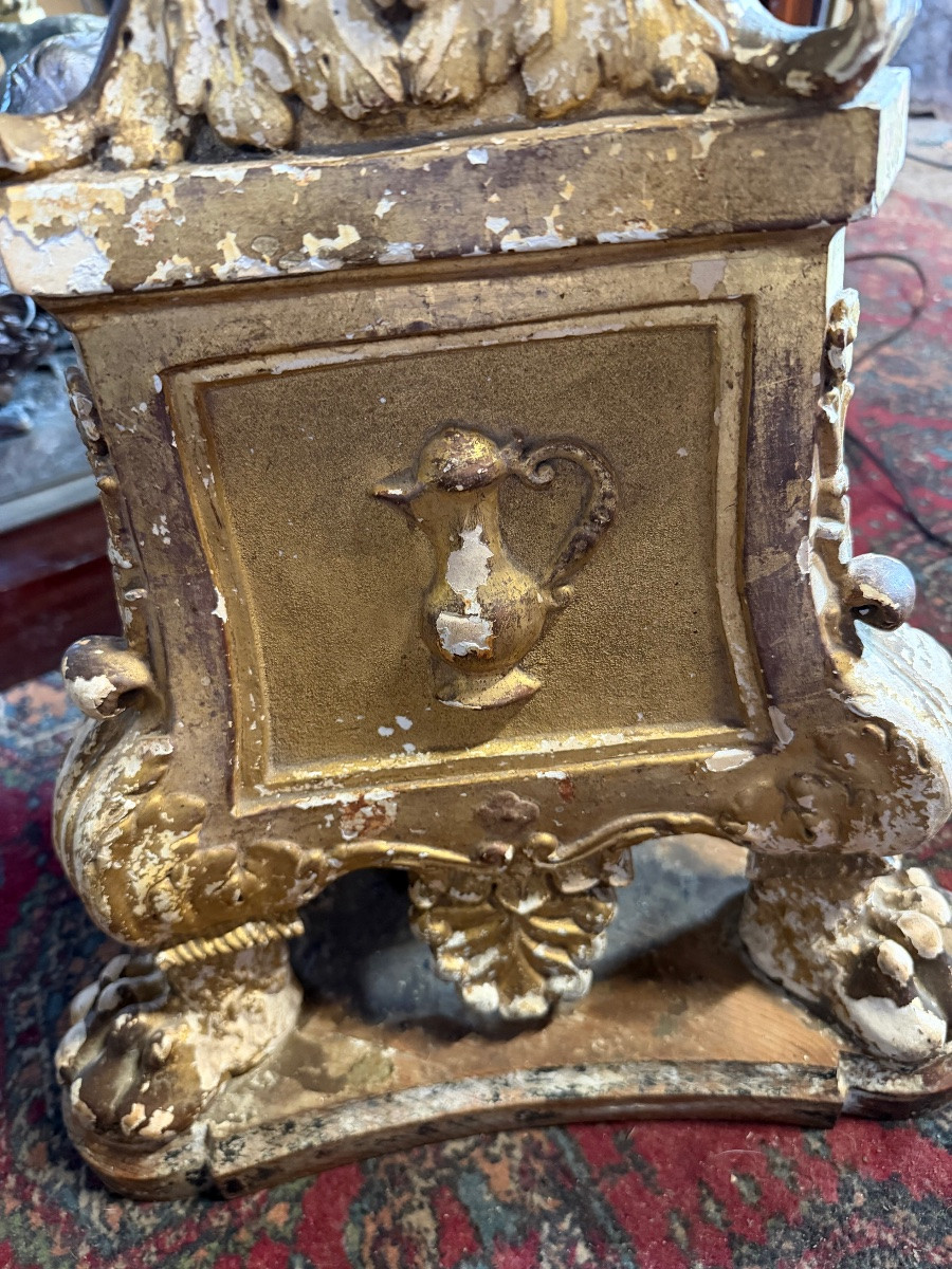 19th Century Wooden And Gilded Stucco Floor Lamp -photo-4