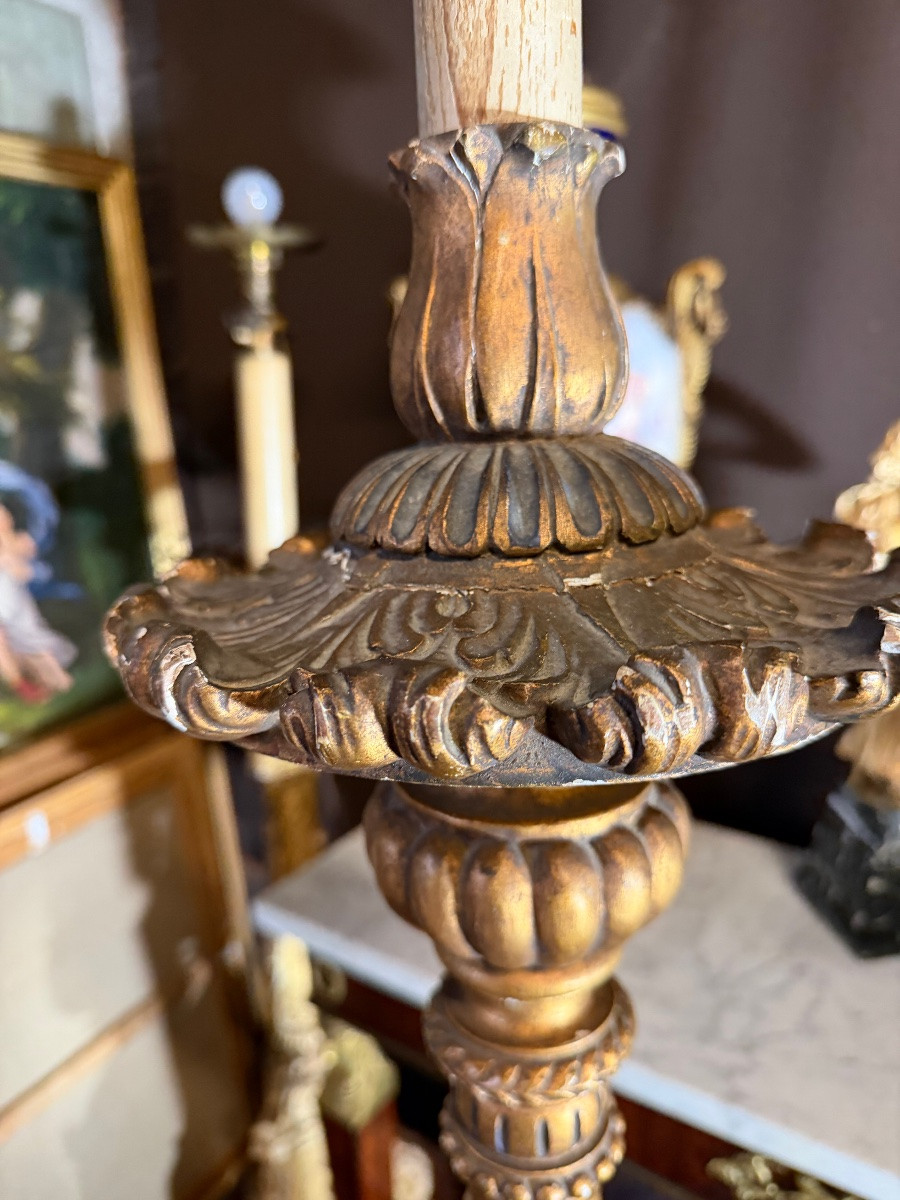 19th Century Gilded Wooden Candlestick -photo-2