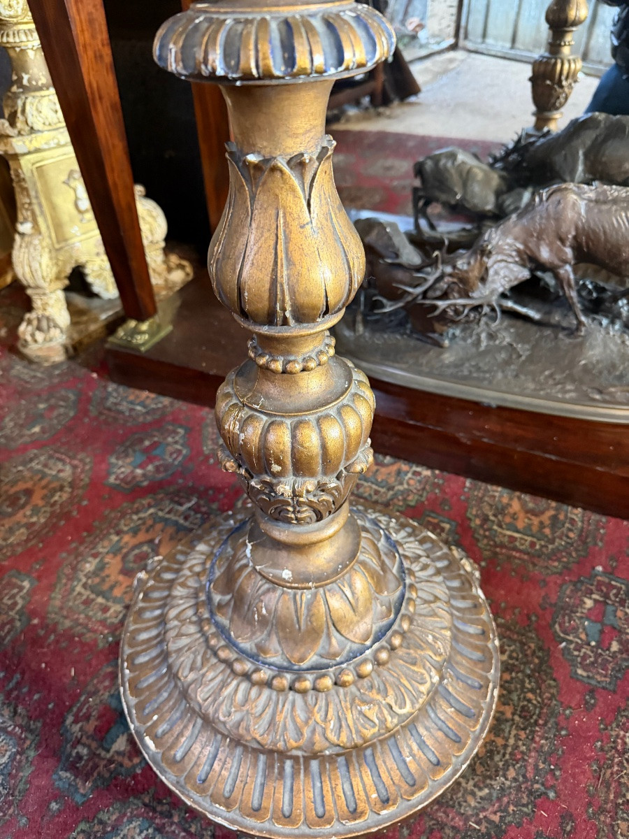 19th Century Gilded Wooden Candlestick -photo-4