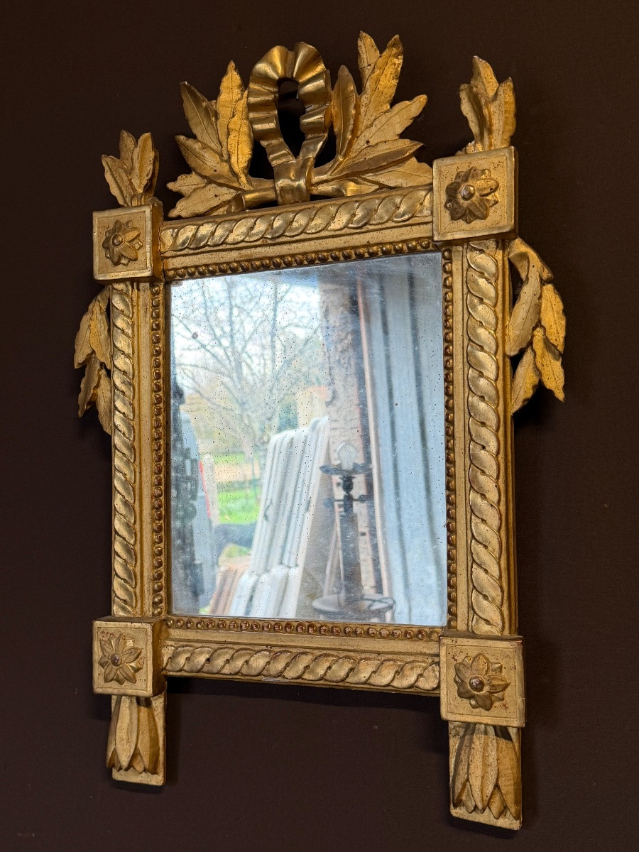 Small Giltwood Mirror, Louis XVI Period -photo-3