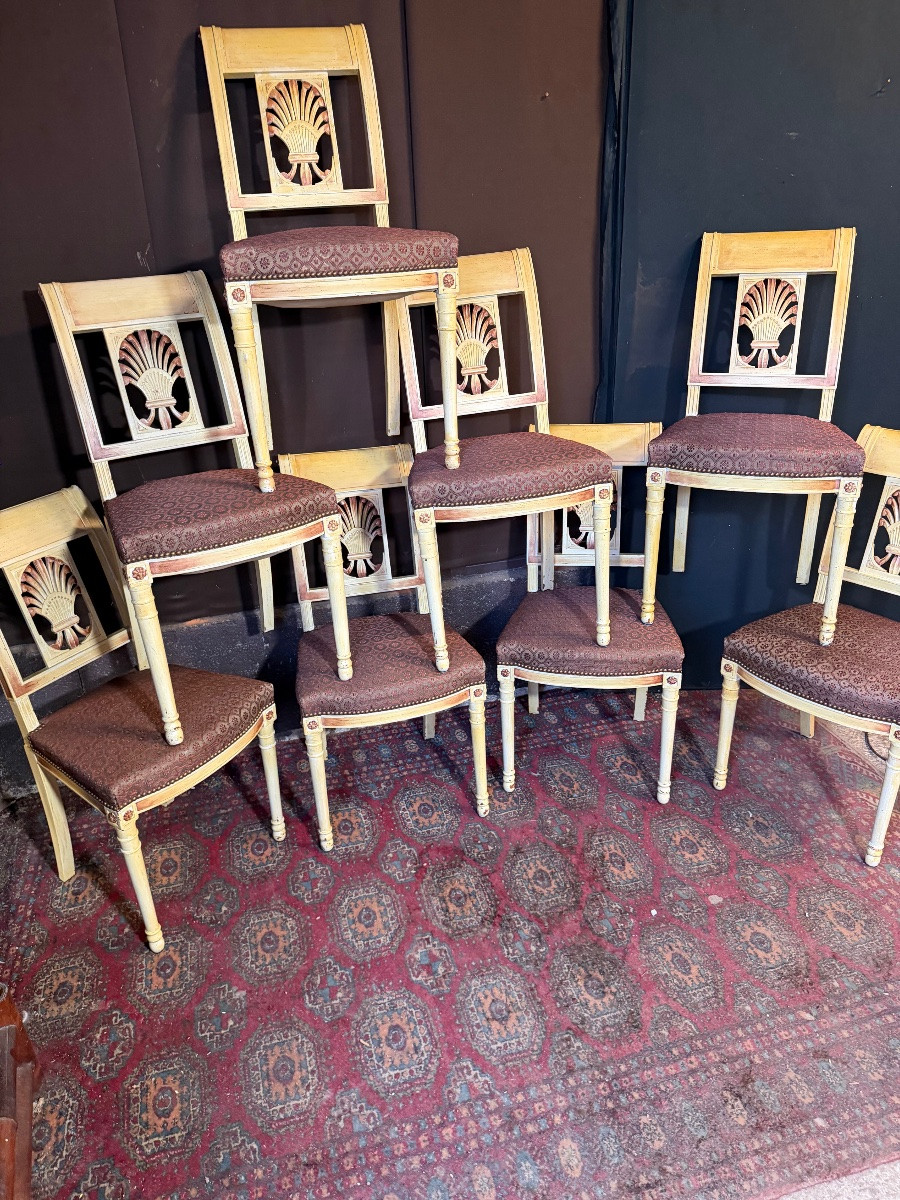 Set Of Eight Directoire Style Chairs -photo-2