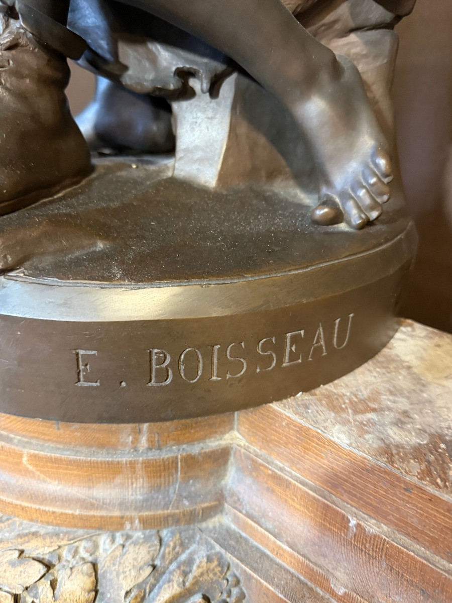 Émile Boisseau (1842-1923). Important bronze la défense du foyer ht ;87 cm-photo-3